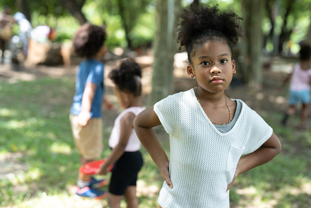 African American girl with curly hair